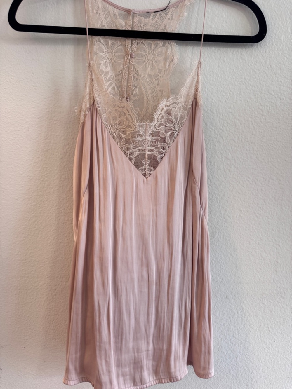 H&M Blush Pink Lace-Trim Slip Tank, Size Medium